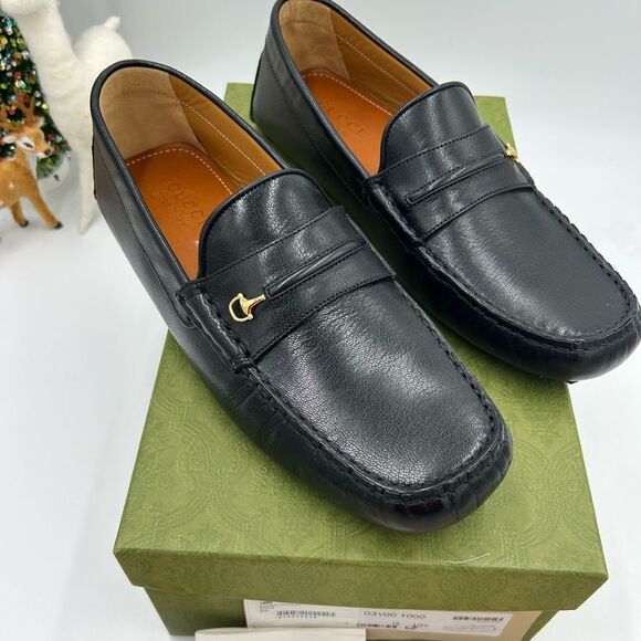 Men’s Gucci horse bit leather driver loafers size 10.5 made in Italy - Picture 1 of 8